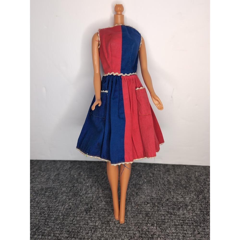 Vintage Barbie #943 Fancy Free 1963 fashion outfit clothing dress red‎ blue READ
